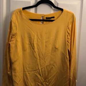 Tibi yellow silk long sleeve dress